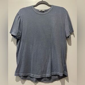 Buck Mason Men's Slub Curved Hem Tee - Medium Short - Washed Blue